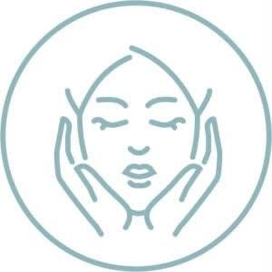 Accelerating cellular metabolism — hands cradling a face for improved circulation, DEP revitalising benefit icon — Nue Skin Beauty Esthetique